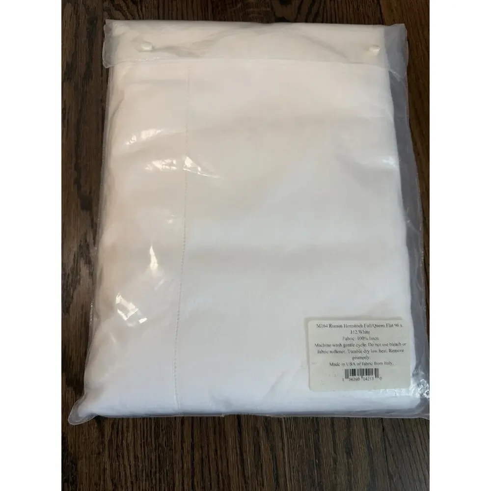 Matouk 100% Linen Roman Flat Sheet White Full/queen NWT $495